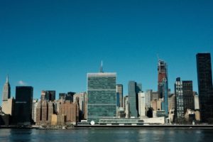 A stunning view of New York City's modern skyline with iconic skyscrapers.